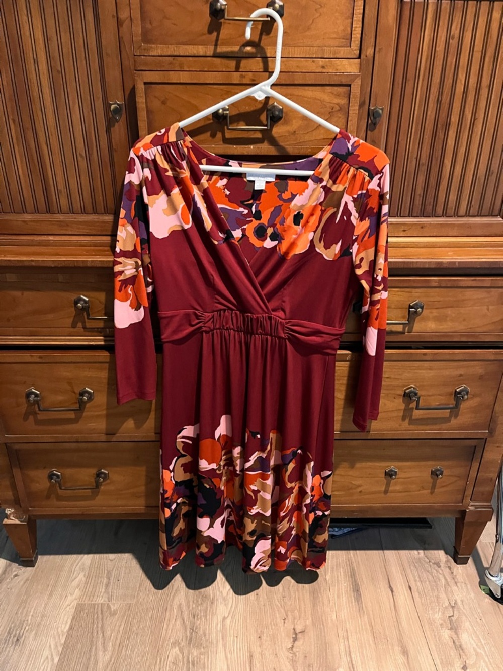 New York & Company Burgundy Floral Dress